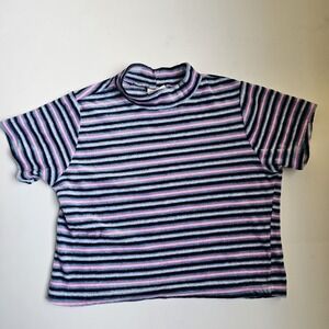 Vintage Xhilaration 90s Stretch XS Small Short Sleeve Lettuce Hem Crop Top